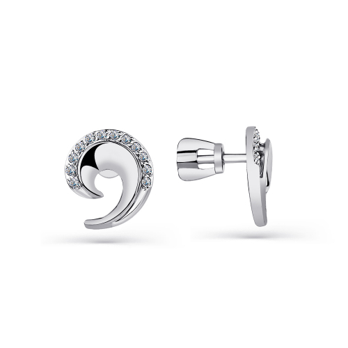 Cercei Pusete din aur alb cu pietre Cubic Zirconia Incolor