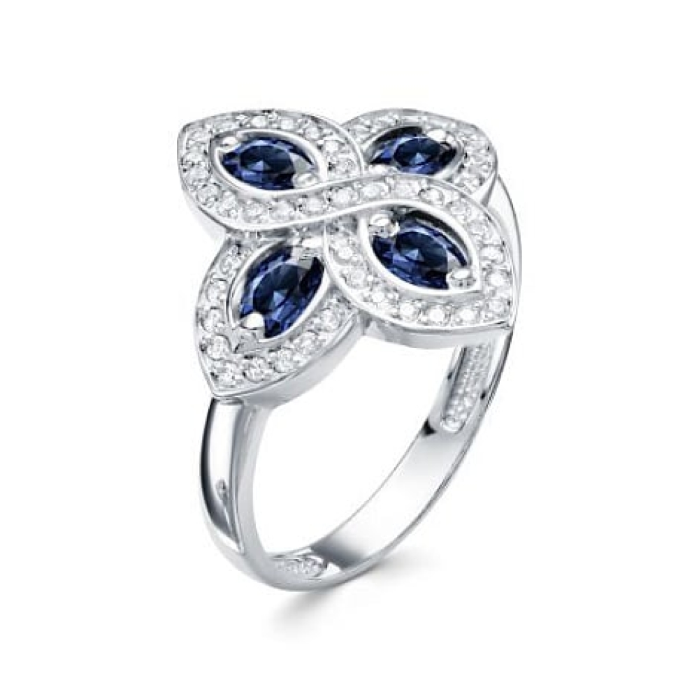 Inel din argint  cu pietre Cubic Zirconia Incolor, Spinel Rosu Rubin