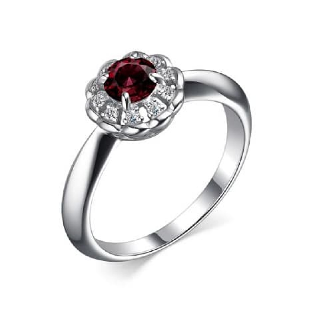 Inel din argint  cu pietre Cubic Zirconia Incolor, Granat