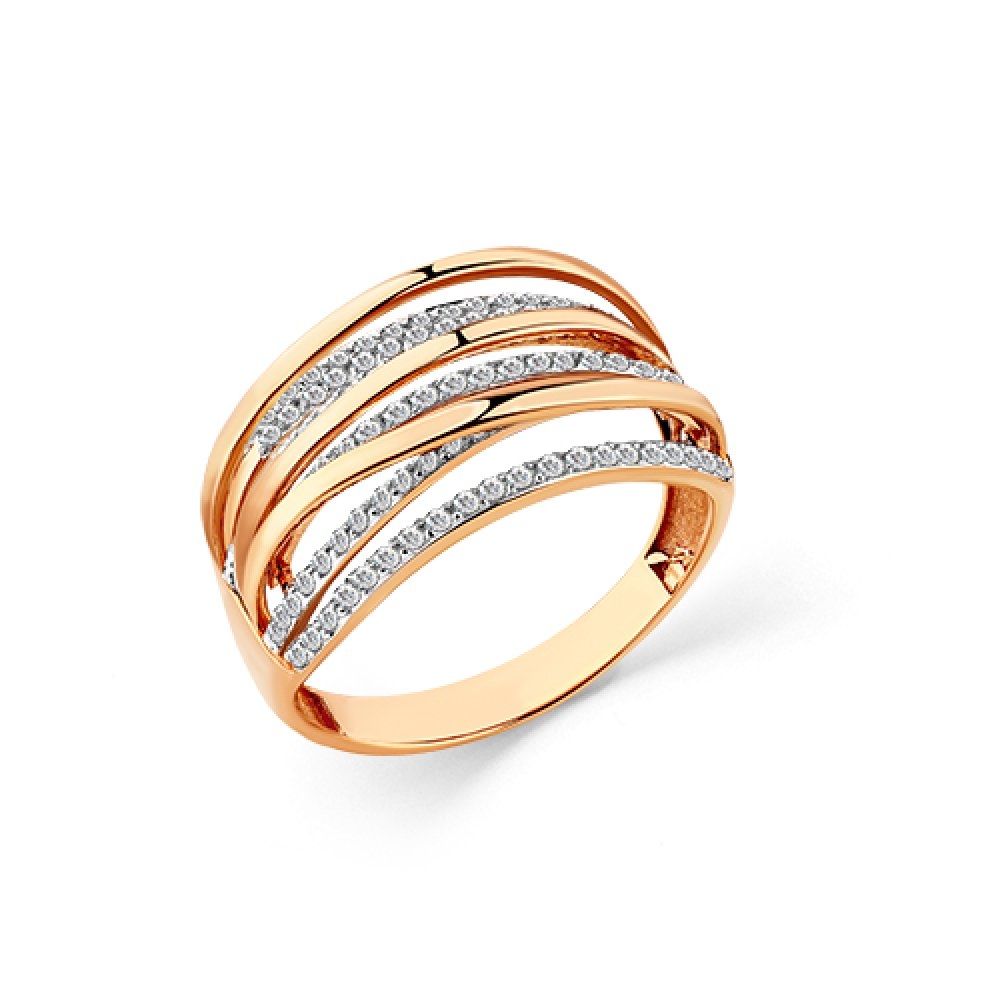 Inel din aur roz cu pietre Cubic Zirconia Incolor