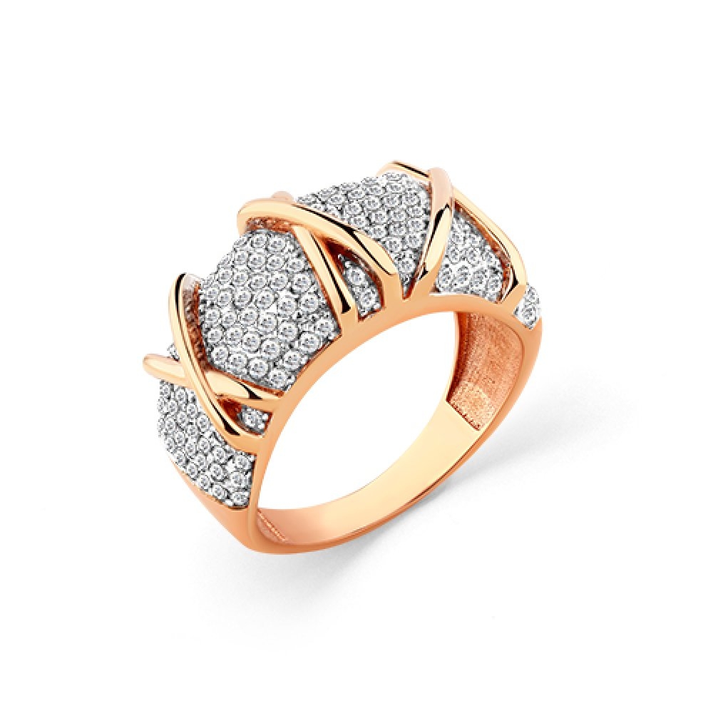 Inel din aur roz cu pietre Cubic Zirconia Incolor