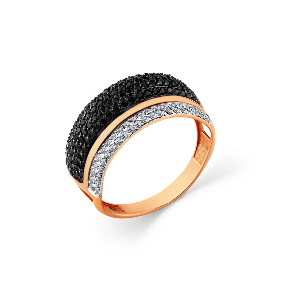 Inel din aur roz cu pietre Cubic Zirconia Incolor, Spinel (sint.)