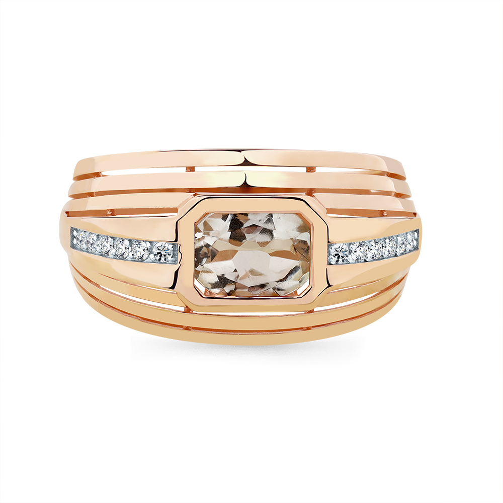 Inel din aur roșu cu pietre Cubic Zirconia Incolor, Prasiolit