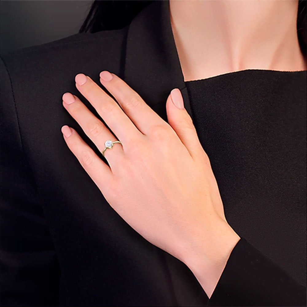 Inel din aur galben cu pietre Cubic Zirconia Incolor