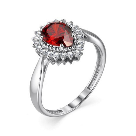 Inel din argint  cu pietre Cubic Zirconia Incolor, Granat