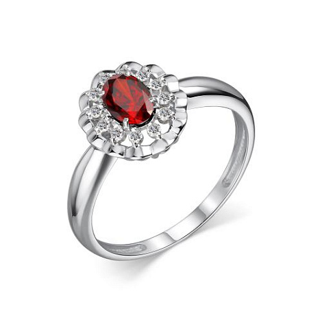 Inel din argint  cu pietre Cubic Zirconia Incolor, Granat