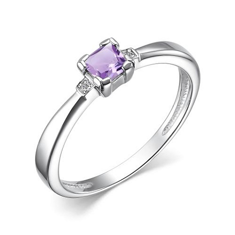 Inel din argint  cu pietre Diamant, Ametist