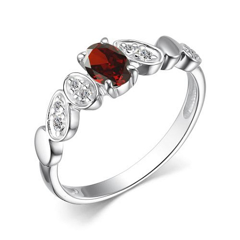 Inel din argint  cu pietre Cubic Zirconia Incolor, Granat