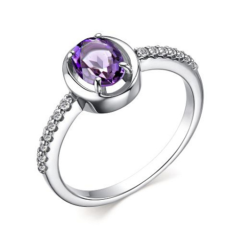 Inel din argint  cu pietre Cubic Zirconia Incolor, Ametist