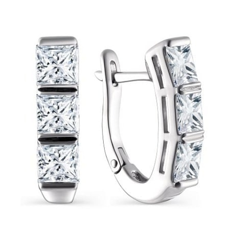 Cercei din argint  cu pietre Cubic Zirconia Incolor