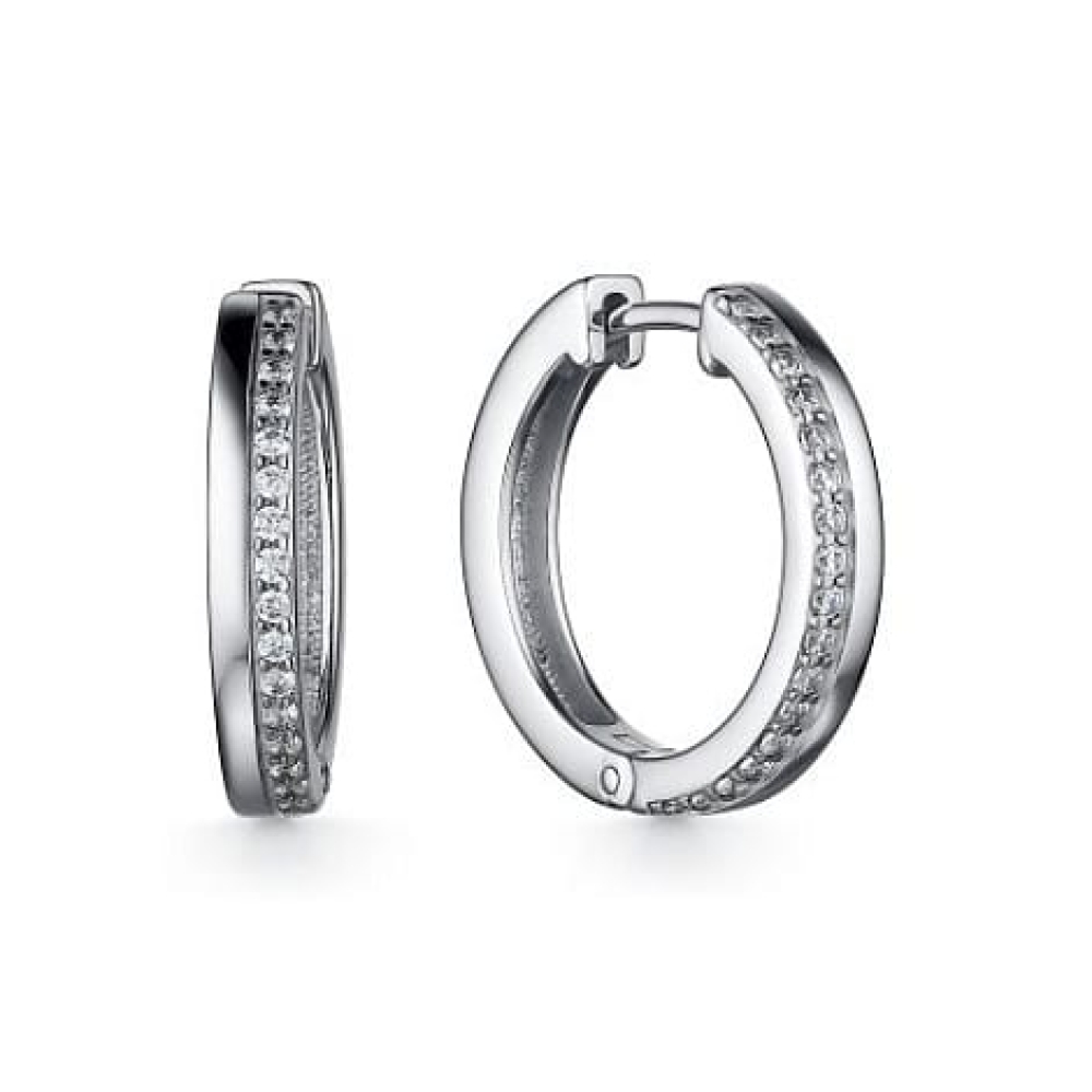 Cercei Creole din argint  cu pietre Cubic Zirconia Incolor