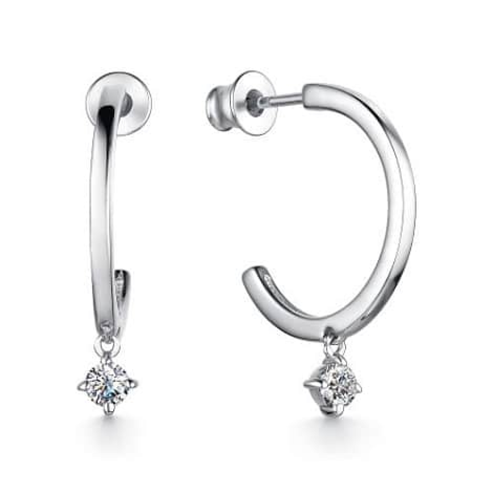 Cercei Pusete din argint  cu pietre Cubic Zirconia Incolor