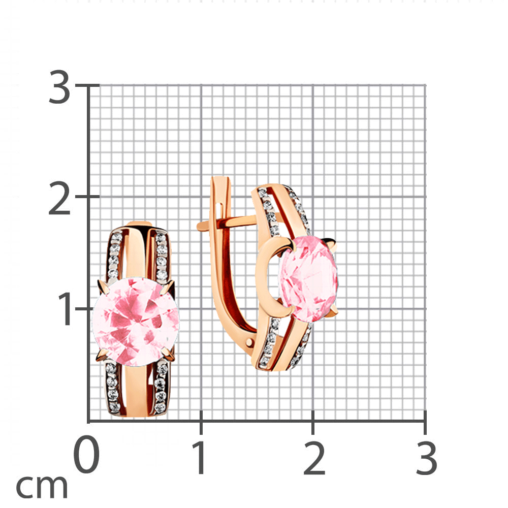 Cercei din aur roz cu pietre Cubic Zirconia Incolor, Morganit (sint.)