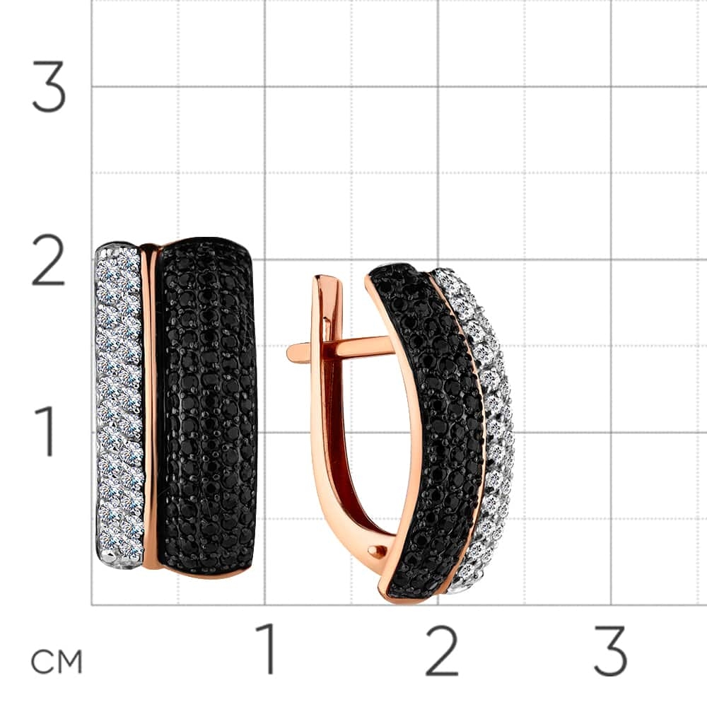 Cercei din aur roz cu pietre Cubic Zirconia Incolor, Spinel (sint.)