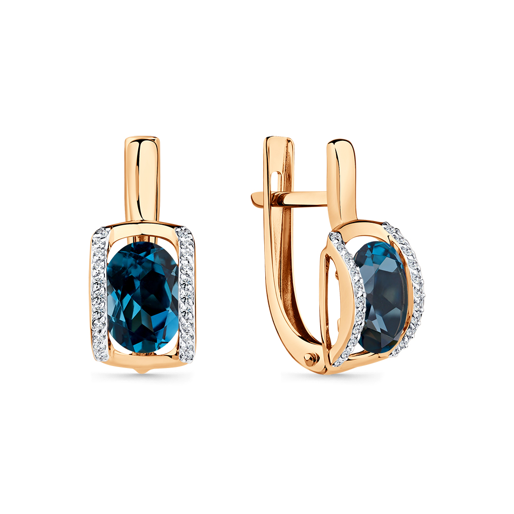 Cercei din aur roșu cu pietre Cubic Zirconia Incolor, Topaz London