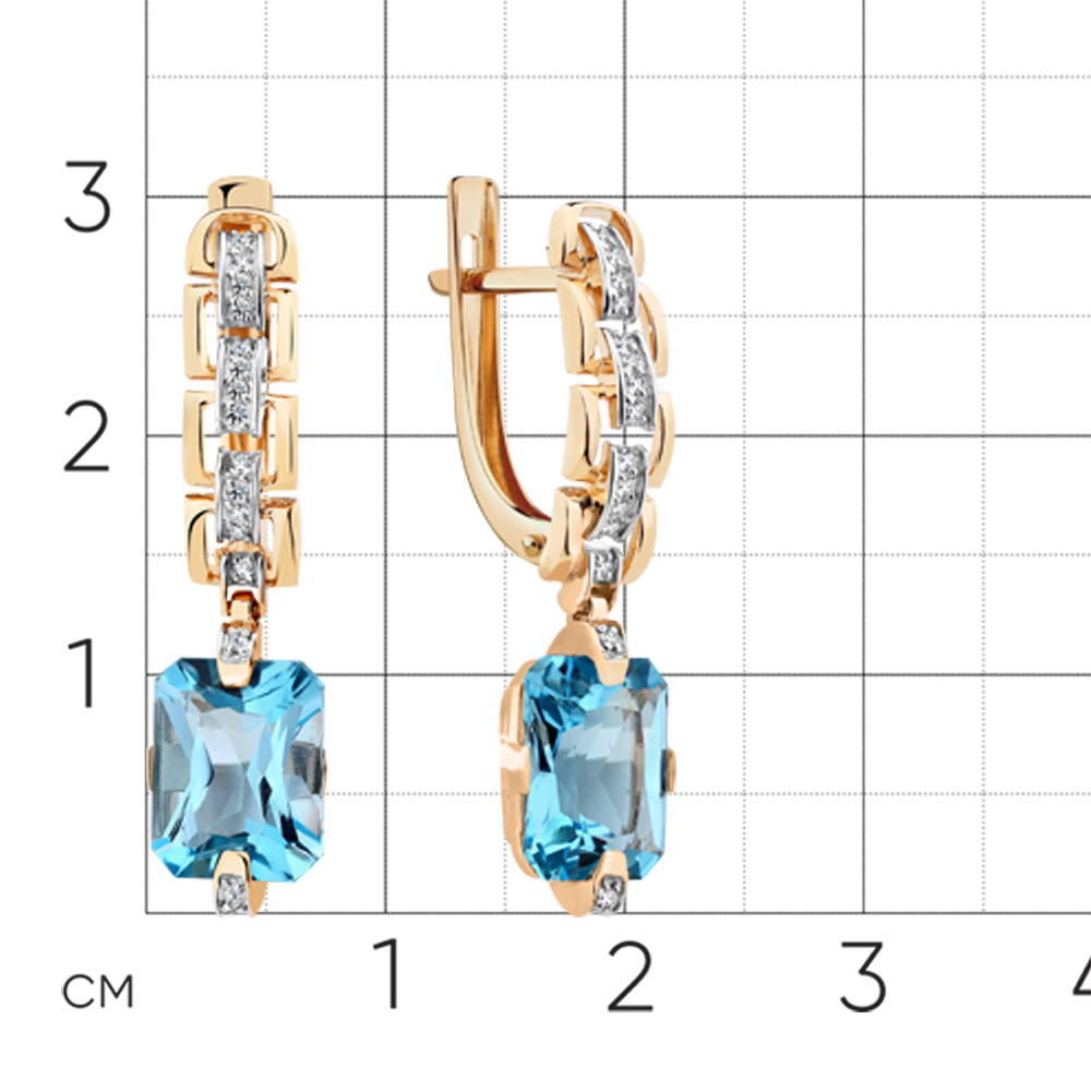 Cercei Suspendați din aur roșu cu pietre Cubic Zirconia Incolor, Topaz Swiss