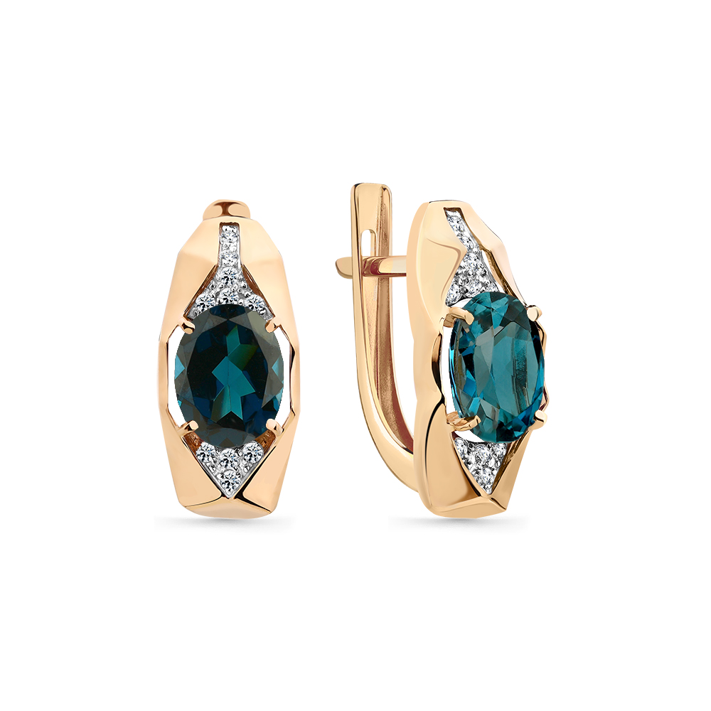 Cercei din aur roșu cu pietre Cubic Zirconia Incolor, Topaz London