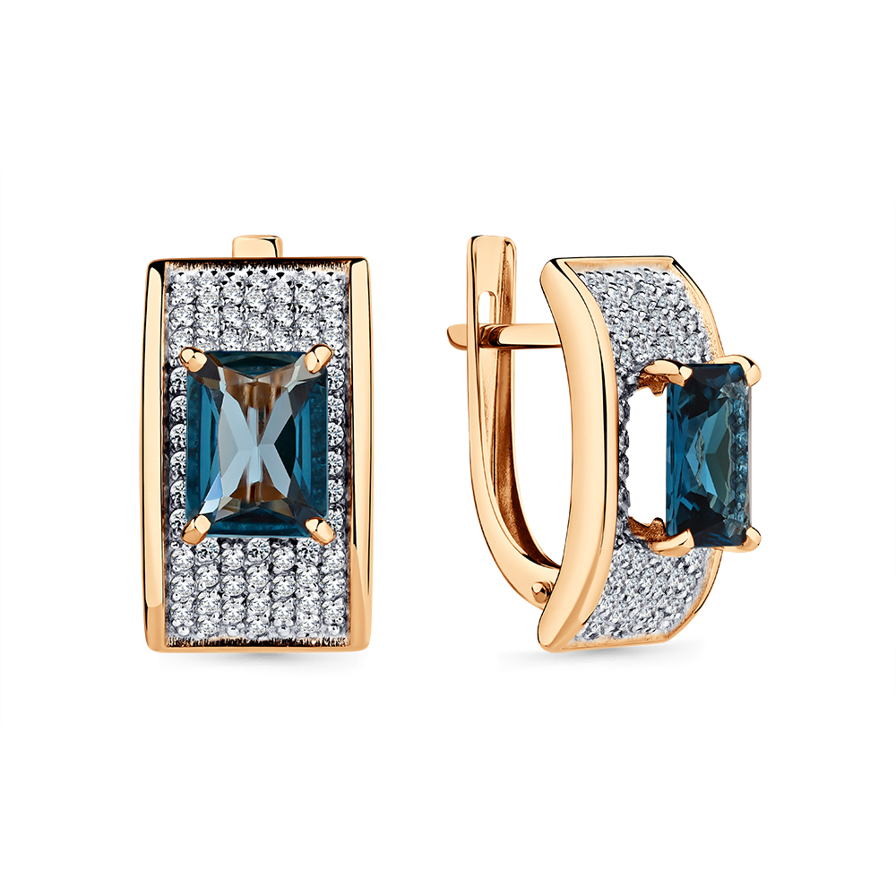 Cercei din aur roșu cu pietre Cubic Zirconia Incolor, Topaz London