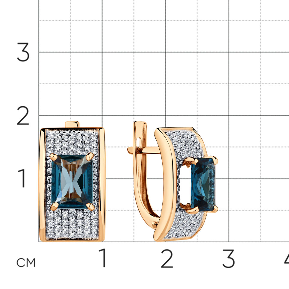 Cercei din aur roșu cu pietre Cubic Zirconia Incolor, Topaz London