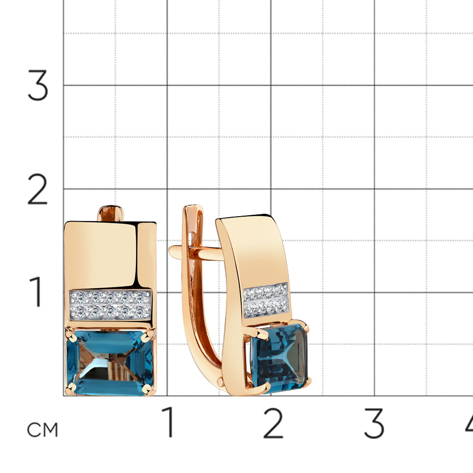 Cercei din aur roșu cu pietre Cubic Zirconia Incolor, Topaz London