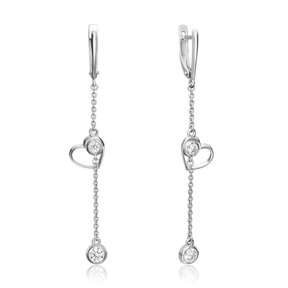 Cercei Suspendați din argint  cu pietre Cubic Zirconia Incolor