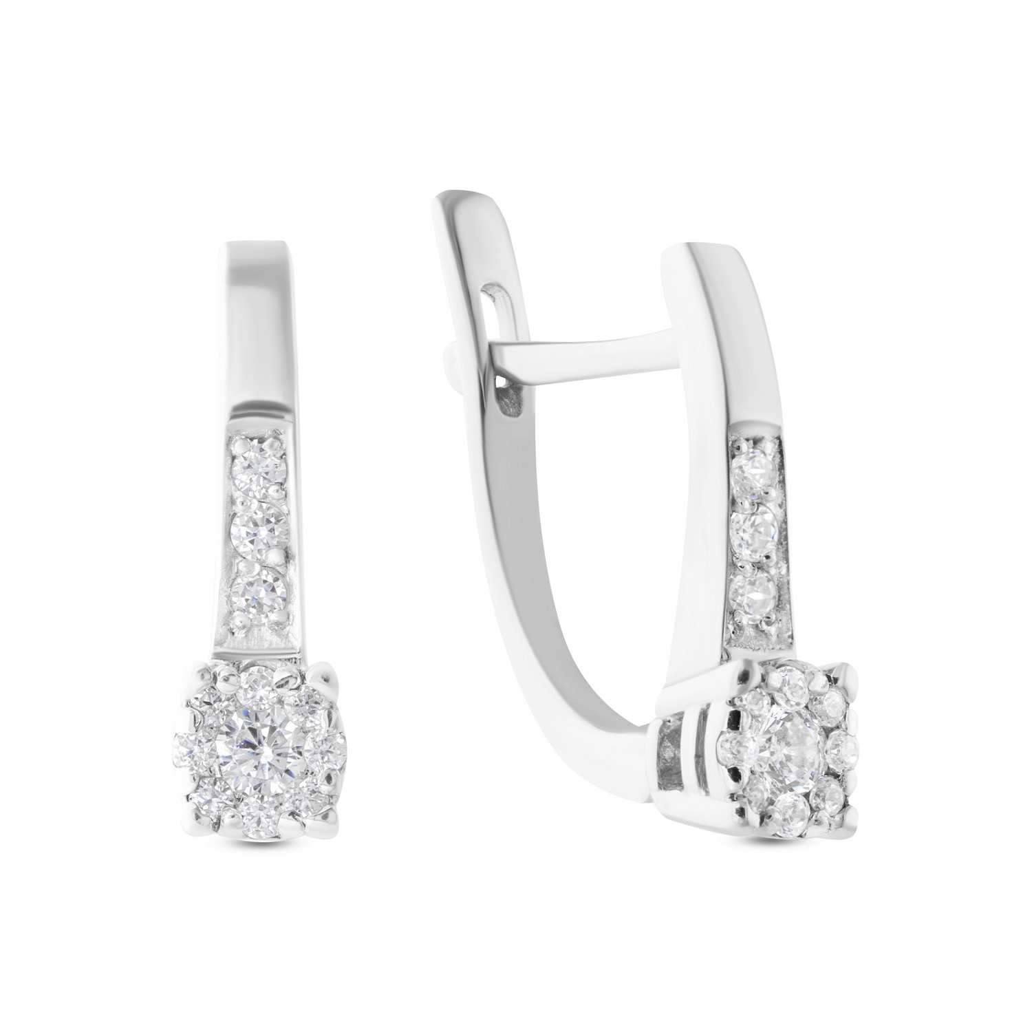 Cercei din aur alb cu pietre Diamant