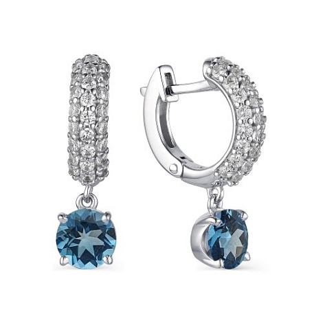 Cercei Creole din argint  cu pietre Cubic Zirconia Incolor, Topaz London