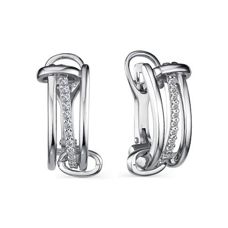 Cercei Pusete din argint  cu pietre Cubic Zirconia Incolor