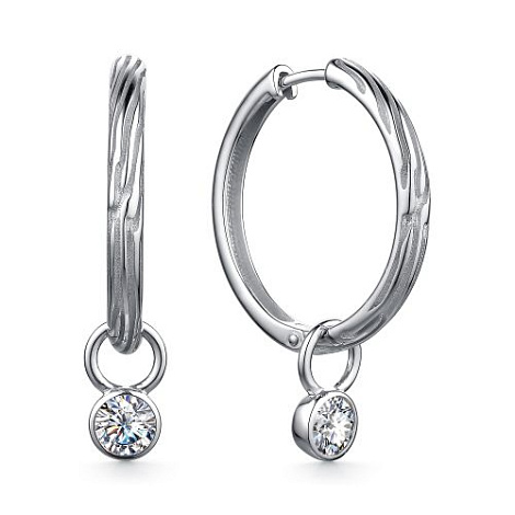 Cercei Creole din argint  cu pietre Cubic Zirconia Incolor