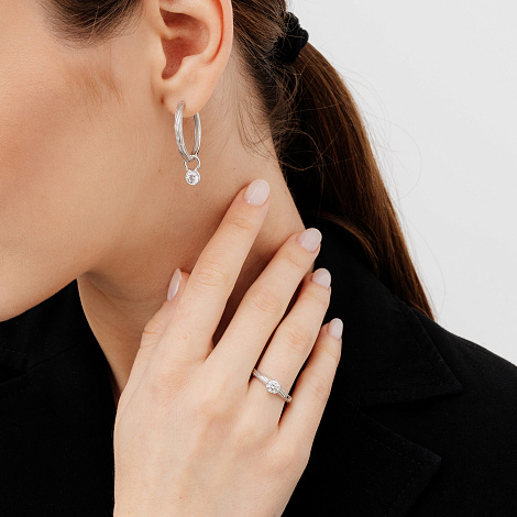 Cercei Creole din argint  cu pietre Cubic Zirconia Incolor