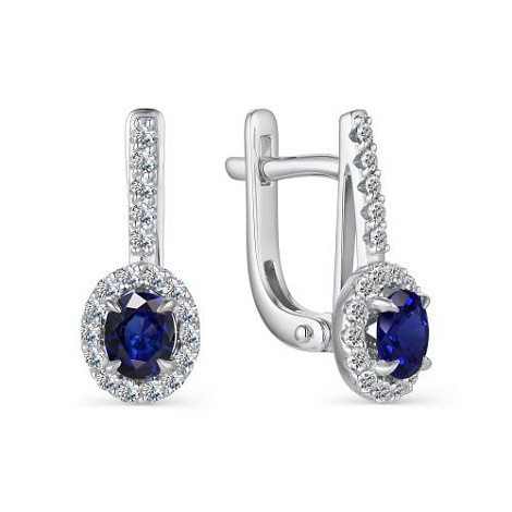 Cercei din argint  cu pietre Cubic Zirconia Incolor, Safir Hidro