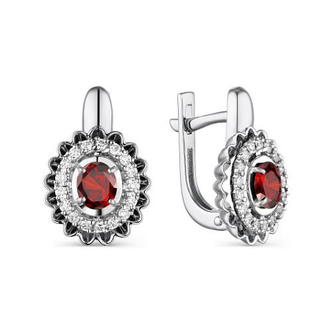 Cercei din argint  cu pietre Cubic Zirconia Incolor, Granat