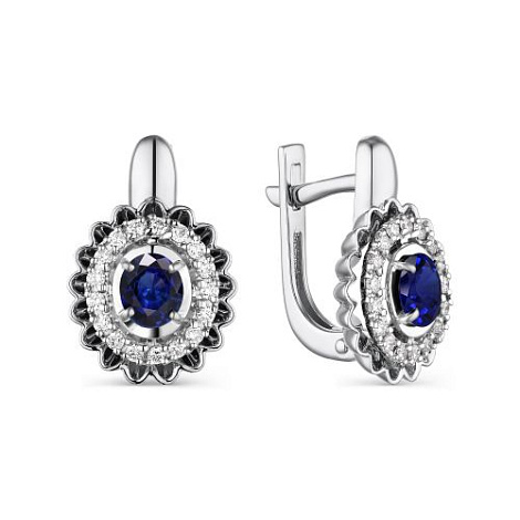 Cercei din argint  cu pietre Cubic Zirconia Incolor, Safir Hidro