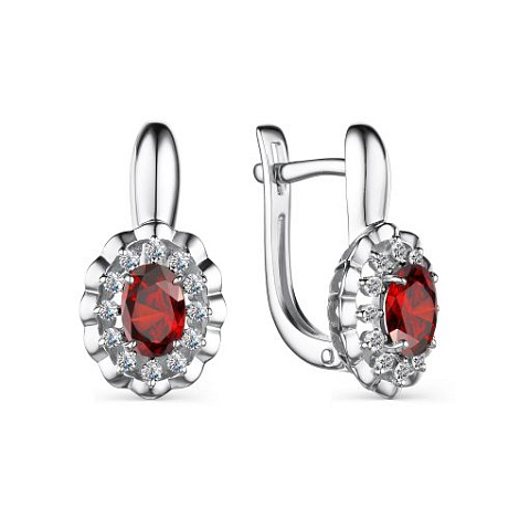 Cercei din argint  cu pietre Cubic Zirconia Incolor, Granat