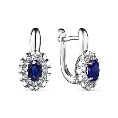 Cercei din argint  cu pietre Cubic Zirconia Incolor, Safir Hidro