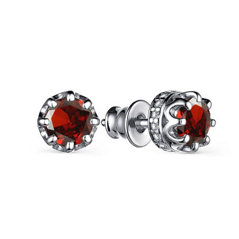 Cercei Pusete din argint  cu pietre Cubic Zirconia Incolor, Granat