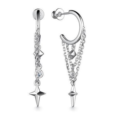 Cercei Pusete din argint  cu pietre Cubic Zirconia Incolor