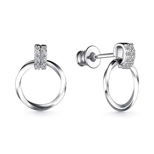 Cercei Pusete din argint  cu pietre Cubic Zirconia Incolor