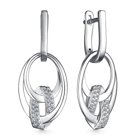 Cercei Suspendați din argint  cu pietre Cubic Zirconia Incolor