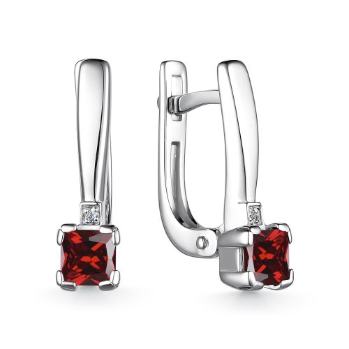 Cercei din argint  cu pietre Diamant, Granat