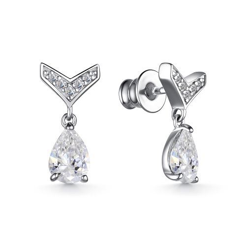 Cercei Pusete din argint  cu pietre Cubic Zirconia Incolor, Cristal de munte