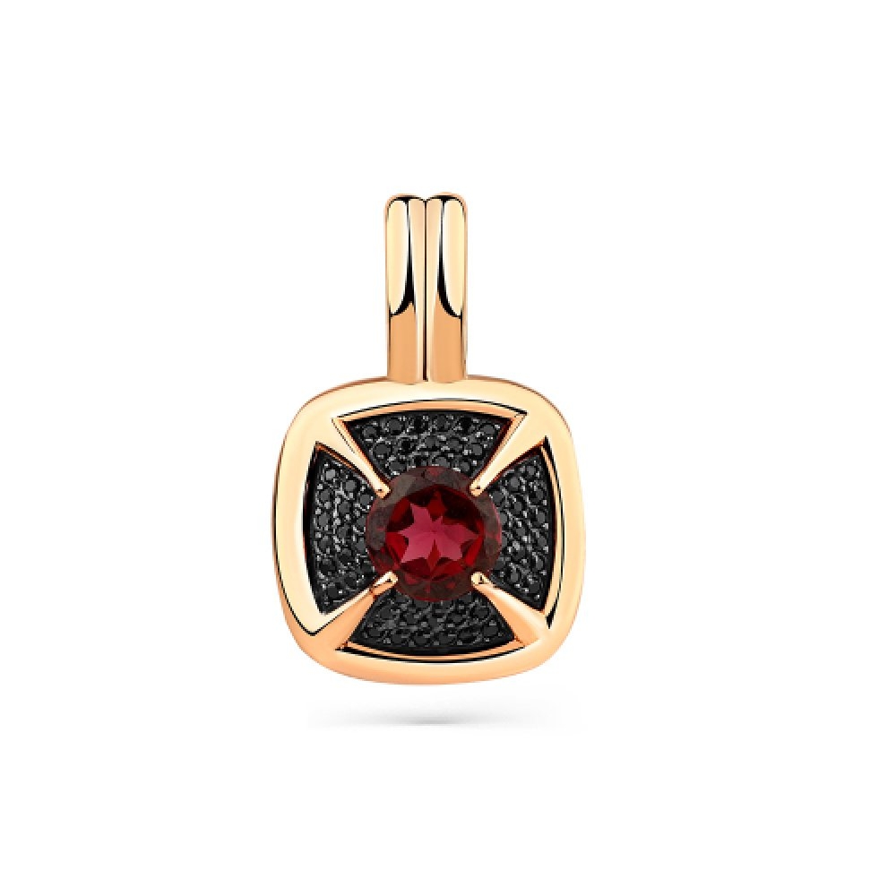 Pandantiv din aur roz cu pietre Rodolit, Spinel (sint.)