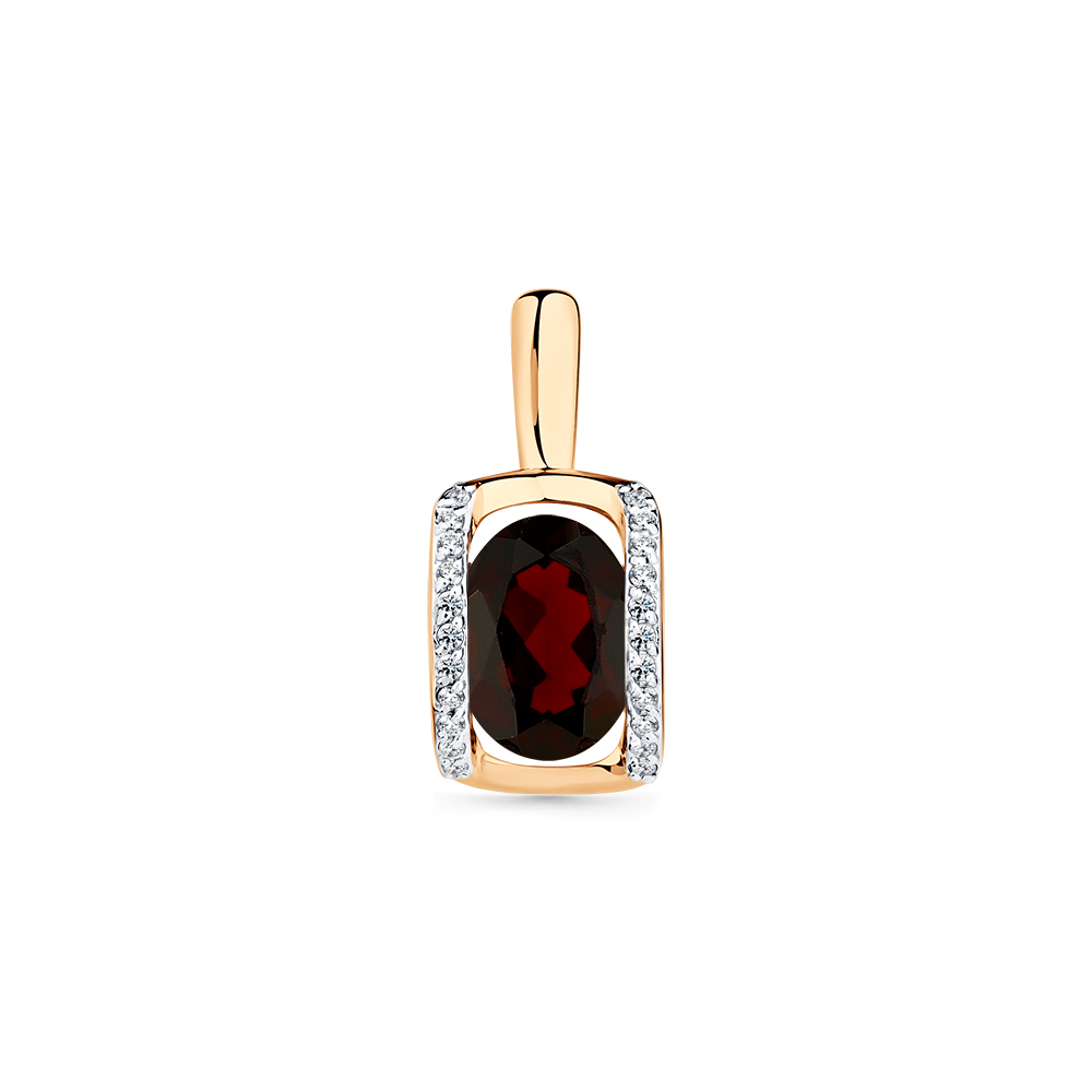 Pandantiv din aur roșu cu pietre Cubic Zirconia Incolor, Granat