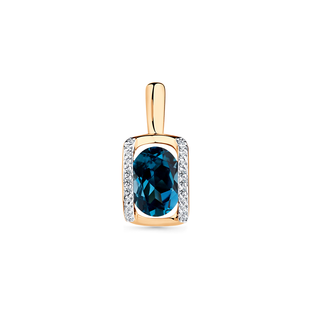 Pandantiv din aur roșu cu pietre Cubic Zirconia Incolor, Topaz London