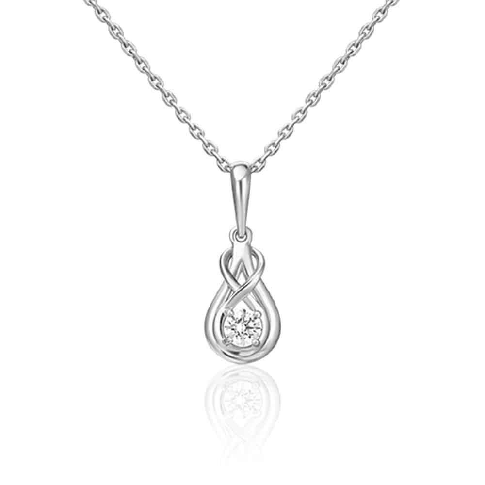 Pandantiv din aur alb cu pietre Cubic Zirconia Incolor