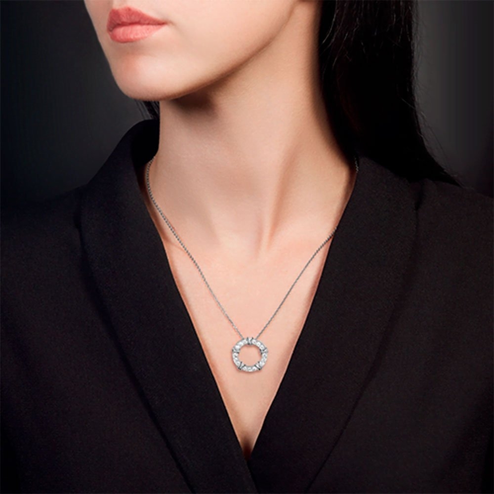 Pandantiv din aur alb cu pietre Cubic Zirconia Incolor