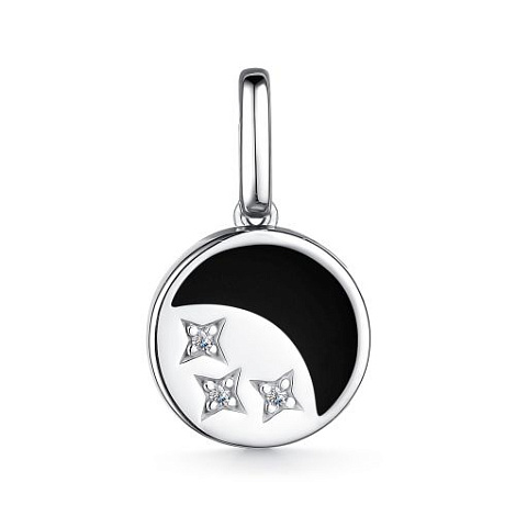 Pandantiv din argint  cu pietre Cubic Zirconia Incolor, Emailare