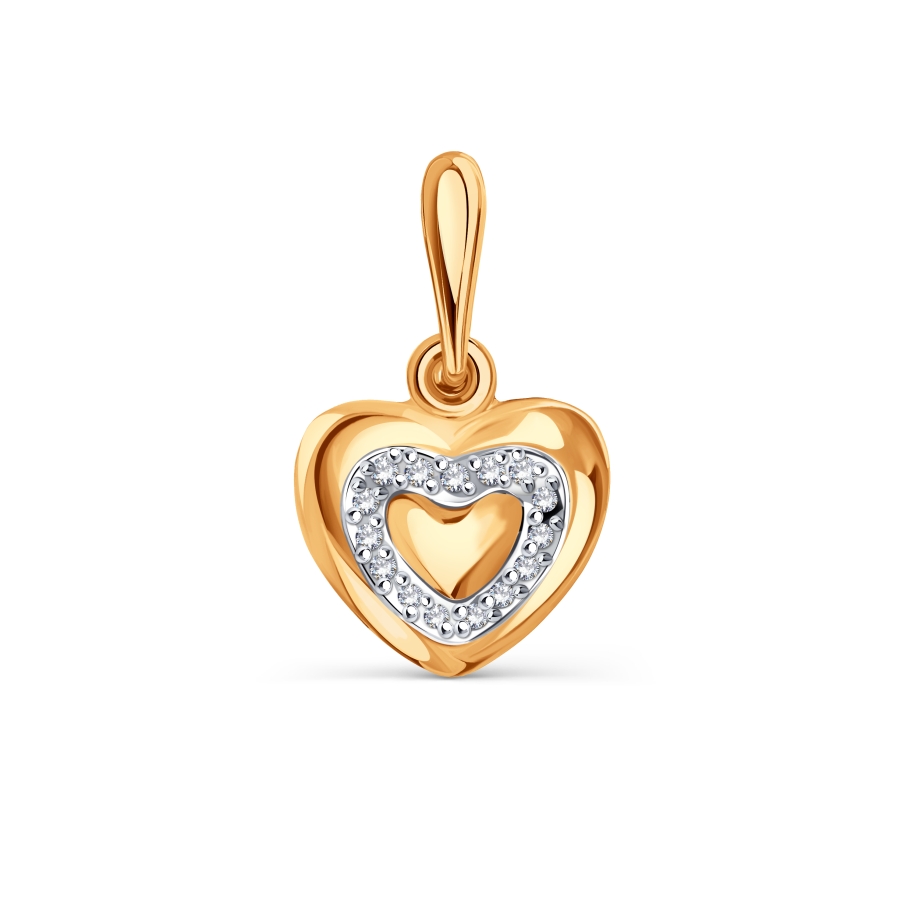 Pandantiv din aur roșu cu pietre Cubic Zirconia Incolor