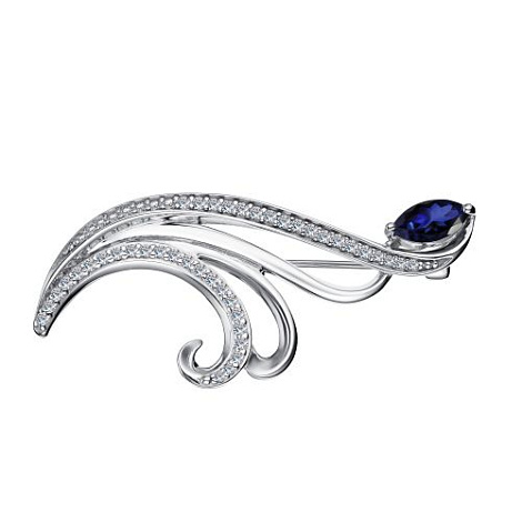 Broșă din argint  cu pietre Cubic Zirconia Incolor, Safir Hidro