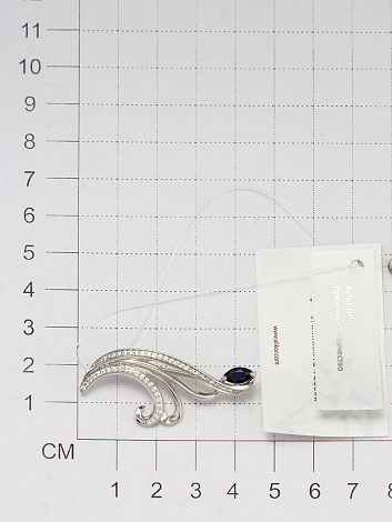 Broșă din argint  cu pietre Cubic Zirconia Incolor, Safir Hidro